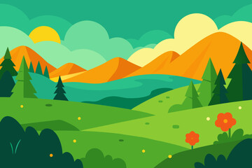 Obraz premium summer landscape with mountains