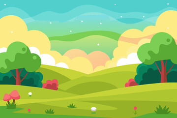 Obraz premium vector illustration of a landscape