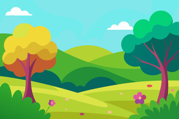 Fototapeta premium summer landscape with trees