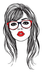 Cute lovely Young Girl in vector art office painting decoration girl illustration outline art