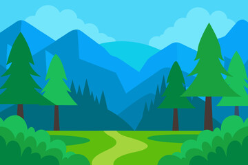 Obraz premium Enchanting Forest Valley Background Illustration Of Nature