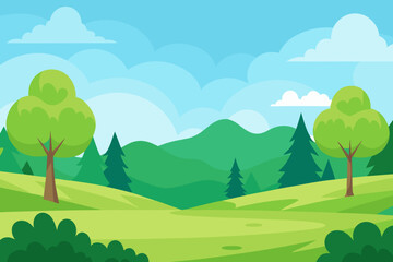 Obraz premium Serene Clean Natural Landscape Background In Vector Art Illustration