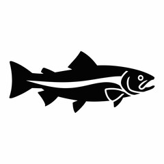 Fototapeta premium Black and White Fish Silhouette Illustration