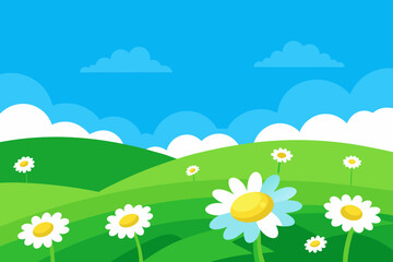 Fototapeta premium Energetic Illustration 2D Cartoon Art Background Scene Dynamic Playful