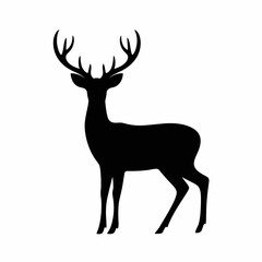 Obraz premium Black Silhouette of a Deer with Antlers