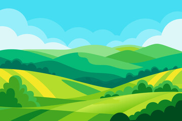 Obraz premium Vibrant Illustration Continuous Panorama Landscape Dynamic Scenic Art View