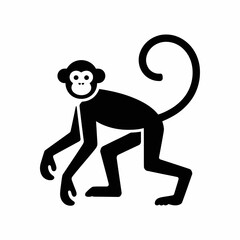 Playful Black Monkey Silhouette Design