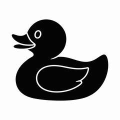 Rubber Duck Icon in Black Silhouette Style