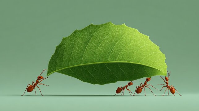 Ants carrying a leaf (1)