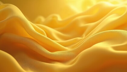 Obraz premium Close-up of flowing golden yellow fabric with soft folds, gentle drape. This luxurious material, possibly silk or satin, shimmers with warm light, shadow, creating dynamic motion, elegant texture.