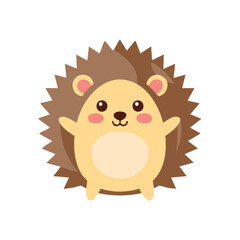 Fototapeta premium A cheerful, charming, and adorable hedgehog, radiating happiness with its open arms and pleasant smile
