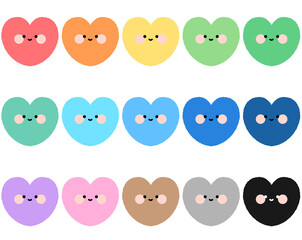 색깔 하트 모음 일러스트 15종 도안