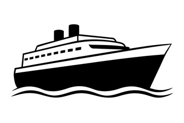 Isolated vector illustration of a yacht, cruise ship, or boat, a symbol of sea travel and ocean transport on a white background
