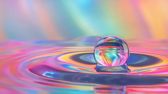 Colorful abstract water droplet with rainbow hues