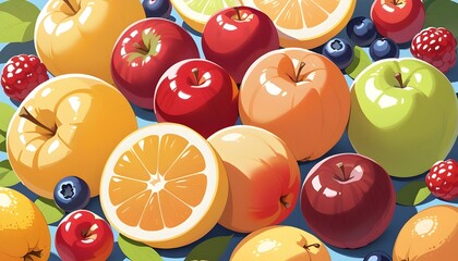 seamless pattern with fruits,seamless background with fruits,Seamless pattern with fresh, juicy oranges, apples, and lemons for a healthy food background