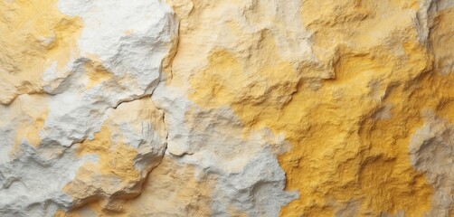 Natural yellow and white stone texture background features rough, layered, sedimentary rock surfaces. Organic, earthy arrangement with abstract, neutral, solid, uneven, weathered, raw details.