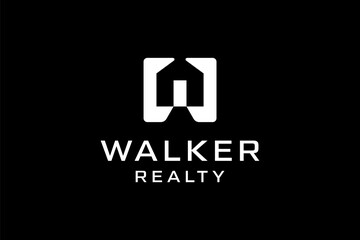 Walker Realty modern logo design on black background