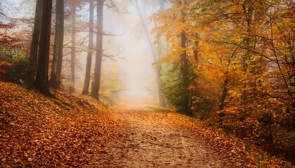 autumn forest path shrouded in fog © Elliot