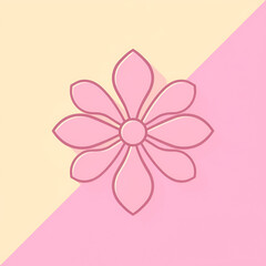 Fototapeta premium Flat Design Quatrefoil Flower with Outline Shape in Pastel Pink Icon
