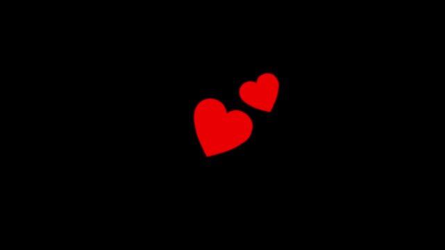 Two heart icon animation. Happy Valentine's Day Hearts 4k video background. Valentine's heart red color love icon animation on black background. 4k video.