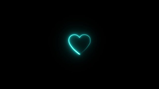 neon heart beat with love icon animation,Broken heart animation. Abstract background frame love heart with neon light .