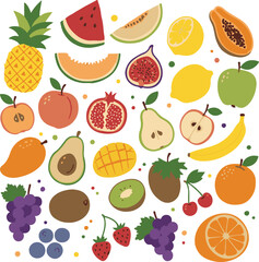 Colorful Assortment of Fresh Fruits A Vibrant and Healthy Collection for Visual Delight and Nutritional Inspiration, Food and Drink Imagery