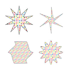 Set of Colorful Polka Dot Comic Starburst and Explosion Shapes in Vector Style