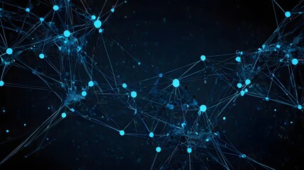 Abstract Blue Network of Glowing Nodes and Connections