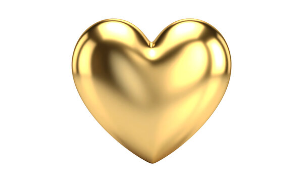 Shiny golden heart shape isolated on transparent background - Powered by Adobe