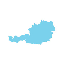 Map of Austria, sign silhouette. World Map Globe. Vector Illustration isolated on white background. Europe continent.