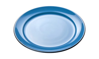 Blue glass plate isolated on transparent background