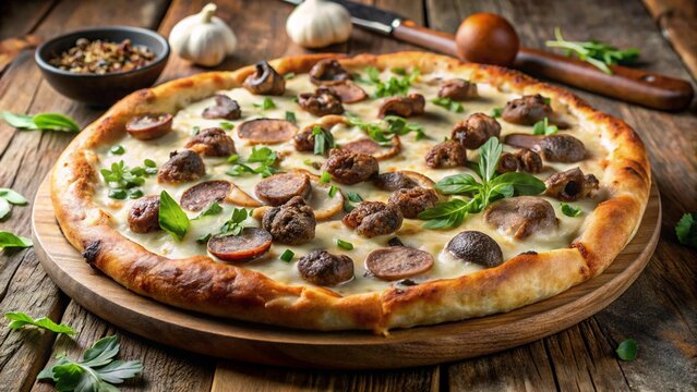 Pizza Boscaiola
Wild mushrooms, sausage, creamy sauce, mozzarella, forest-inspired rich earthy topping.