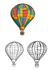 Naklejka premium Colorful Hot Air Balloon Illustration Set