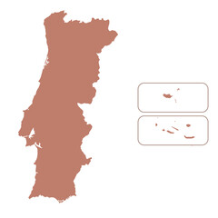 Map of Portugal, sign silhouette. World Map Globe. Vector Illustration isolated on transparent background. Europe continent.