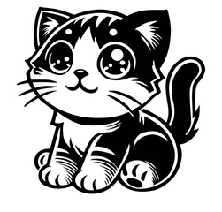 Black and White Cat Clipart Silhouette in PNG and SVG