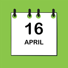 April 16. Daily Calendar icon for design. Simple design for business brochure, flyer, print media, advertisement. Easily editable.