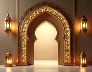 Ornate archway with decorative lamps