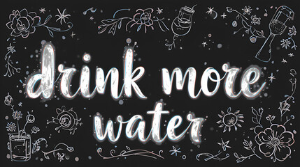 Drink more water. Hand drawn typography poster.