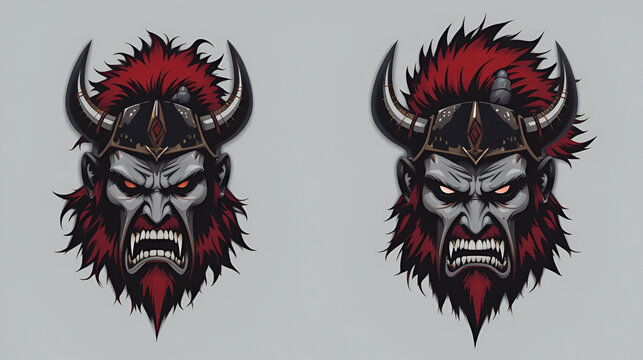 Berserk or berserker warrior head vector icon