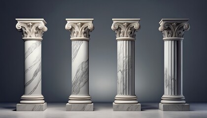 Obraz premium five marble columns with ornate capitals on gray