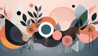 abstract floral design with geometric shapes