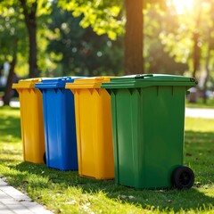 Colorful bins in a park (1)