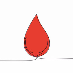 Fototapeta premium Simple red droplet illustration in continuous line style 