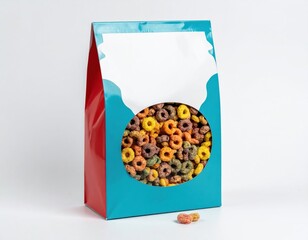 Colorful Cereal Box Mockup on White Background