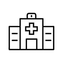Fototapeta premium Hospital building with cross symbol in minimalist line art style 