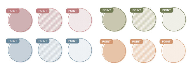 ポイントを示す円、丸のあしらい、見出し、フレームのセット（オフセット）