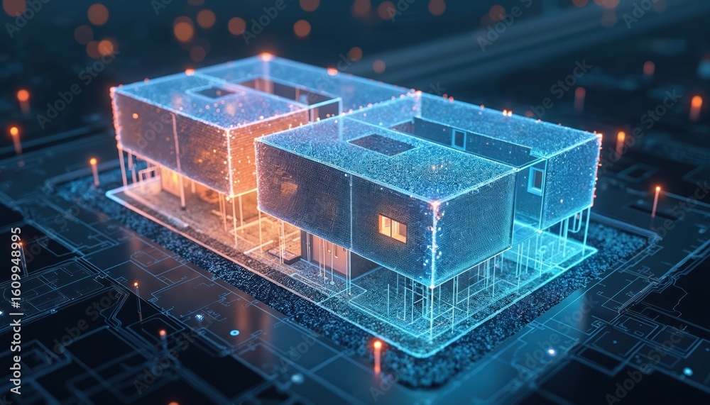 Wall mural ai digital twin simulation system visualizes real-time building performance data for energy optimiza