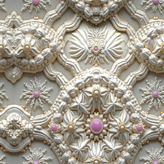 Fototapeta premium White Pearls Beadwork texture Seamless