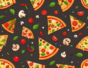 Pizza Pattern Background for Poster or Wallpaper