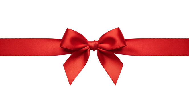 Red satin gift bow for Christmas and valentines